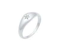 Elli - Anello con sigillo motivo stella con cristalli in argento sterling 925 placcato oro Anelli 1 pieces female
