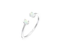 Elli Anello da donna ovale geo opale aperto, regolabile, in argento sterling 925, Opale