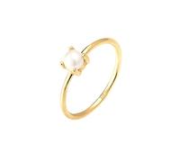 Elli Anello da Donna Placcato Oro con Perla Semirotonda, Misura 14