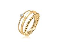 Elli Anello Donna Solitario Impostato con Cristalli in Argento Sterling 925