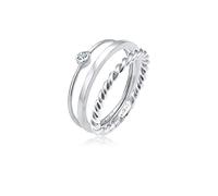 Elli Anello Donna Solitario Impostato con Cristalli in Argento Sterling 925