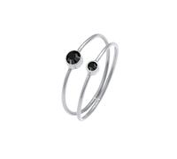 Elli - Set Filigrana con Cristalli Nero in Argento Sterling 925 Anelli 1 pieces female