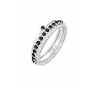 Elli - Pila Set Elegante Solitario Ritorto Tendenza con Cristalli Nero in Argento Sterling 925 Anelli 1 pieces female