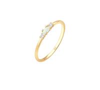 Elli Anello vintage con cristalli di zirconia e opale in argento sterling 925 placcato oro Donna