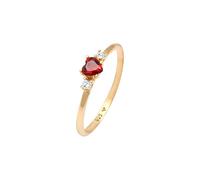 Elli - Anello di fidanzamento cuore rosso con cristalli di zirconia in Argento Sterling 925 placcato oro Anelli 1 pieces female