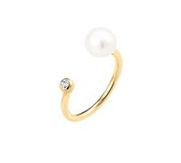Elli Anello regolabile da donna in argento Sterling 925 placcato oro con perle e cristalli, 54 cm, Taglio sfaccettato, Cristallo