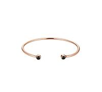 Elli Bracciale da donna aperto, geo cerchio, alla moda, con cristalli neri, placcato oro rosa, Argento sterling, cristallo