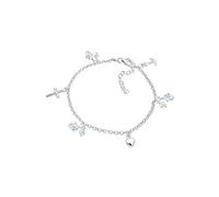 Elli Bracciale Donna Croce Cuore Ciondoloncora con Cristalli in Argento Sterling 925