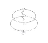 Elli Bracciale Donne Madre Figlia Set Cuore Placchetta Ritaglio in Argento Sterlino 925