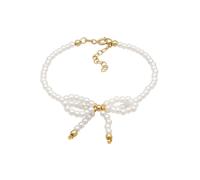 Elli - Bracciale romantico in argento sterling 925 con perline di vetro e fiocco-Bianco 16 cm