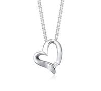 Elli Catenina da Donna con Ciondolo a Forma Di Cuore in Argento 925 con Diamante Bianco Brillante 002 ct