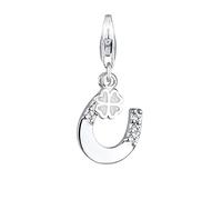 Elli - Ciondolo Ferro di Cavallo Trifoglio con Cristalli in Argento Sterling 925 Ciondoli e Charms 1 pieces female