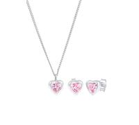Elli - Ciondolo Cuore Set Orecchini a Perno con Zirconi Rosa in Argento Sterling 925 Set gioielli 1 pieces female