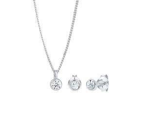 Elli - Ciondolo di Base Solitario Set Orecchini a Perno con Cristalli in Argento Sterling 925 Set gioielli 1 pieces female