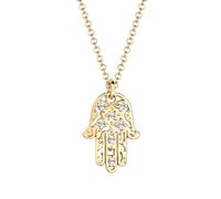 Elli - Ciondolo di Mano Hamsa con Cristalli in Argento Sterling 925 Placcato Oro Collane 1 pieces female