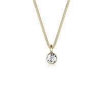 Elli Collana Basic Solitario con Cristallo Swarovski da Donna, in Argento 925, Oro, Misura 45