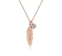 Elli Collana Donne Ciondolo Piuma Boho con Cristallo in Argento Sterlino 925