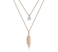 Elli Collana Ciondolo Piuma Strato con Cristallo in Argento Sterling 925 da Donna
