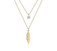 Elli Collana Ciondolo Piuma Strato con Cristallo in Argento Sterling 925 da Donna