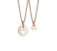 Elli Collana Set Cuore Cut-Out Madre Bambino Argento 925 Placcato Oro Rosa 45 cm