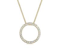 Elli Collana con Cristallo Cerchio da Donna, in Argento 295, Placcato Oro, Misura 45