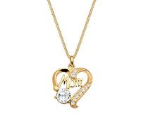 Elli Collana con Pendente a Cuore da Donna Argento 925 con Zirconia Bianca, Oro, 45 cm