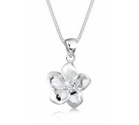 Elli Collana Donne Fiore di Frangipani con Diamante (0.03 carati) in Argento Sterlino 925