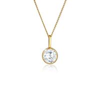Elli Collana con Pendente da Donna In Oro Giallo 14K con Zirconia Cubica Bianca