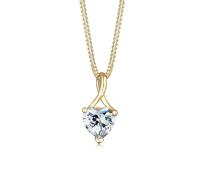 Elli Collana con Pendente da Donna in Oro Giallo 14K con Zirconia Cubica Bianca
