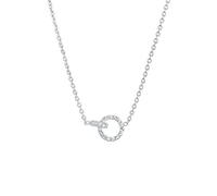 Elli Collana da Donna a Maglie con Ciondolo a Forma di Cerchio e Cristalli da Donna, in Argento 925, Bianco, Misura 45