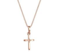 Elli Collana da donna con ciondolo a forma di croce, in argento sterling 925 placcato oro rosa, 50cm, Argento, Non pietra preziosa