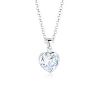 Elli Collana da donna con ciondolo a forma di cuore, in argento sterling 925, con zirconi bianchi taglio a cuore, 0109410513_45, lunghezza 45 cm