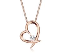 Elli Collana da donna con ciondolo a forma di cuore in cristallo (0,02 ct) in argento 925 con zirconi bianchi taglio brillante, Sfaccettatura, Zirconia cubica