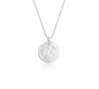Elli Collana da donna con ciondolo a forma di piastrina martellata in argento sterling 925, 50 cm, Argento, Non pietra preziosa
