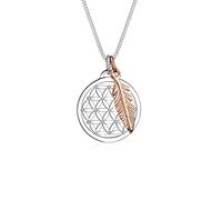 Elli - Collana da donna con ciondolo a forma di piuma, stile boho alla moda, in argento sterling 925