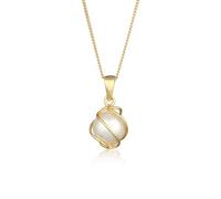 Elli Collana da donna con ciondolo a spirale, perle sintetiche, in oro giallo 375, lunghezza 45 cm, 45 cm, Sfaccettatura, Perla