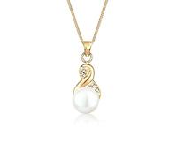 Elli Collana da donna con ciondolo Infinity, elegante con perle d'acqua dolce e cristalli in argento sterling 925