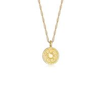 Elli Collana Donne Ciondolo Cordoncino Moneta Rotondo Sole Tendenza Vintage in Argento Sterlino 925