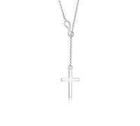 Elli - Collana da donna con simbolo dell’infinito e croce, catena a Y, in argento sterling 925