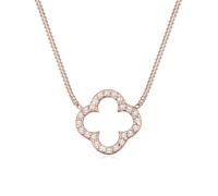 Elli - Collana da donna elegante con pendente a quadrifoglio portafortuna e cristalli zirconia in argento sterling 925 color oro rosa 40 cm