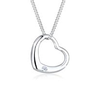 Elli Collana Donna Ciondolo Cuore Classico con Diamante (0,03 ct) in Argento Sterling 925