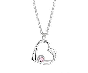 Elli Collana Donna Ciondolo e Solitario a Forma di Cuore con Cristallo in Argento Sterling 925