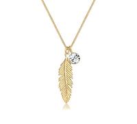 Elli Collana Donna Ciondolo Piuma Elegante con Cristalli in Argento Sterling 925