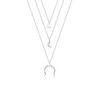 Elli Collana Donna Mezza Luna Tendenza Degli Strati con Cristalli in Argento Sterling 925