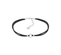 Elli Collana Donna Pendente Cerchio Tendenza con Banda Tessile in Argento Sterling 925