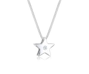 Elli Collana Donna Pendente Stella Moderna con Diamante (0,03 ct.) in Argento Sterling 925