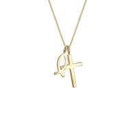 Elli Collana Donne Ciondolo Croce Pesce in Argento Sterlino 925