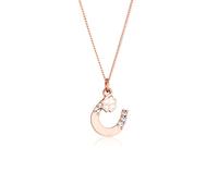 Elli Collana Donne Ciondolo Ferro di Cavallo Foglia di Trifoglio con Cristalli in Argento Sterlino 925
