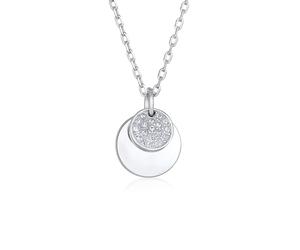 Elli Collana Donne Ciondolo Placchetta Elegante Colore Argento con Cristalli