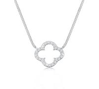 Elli - Ciondolo forma di trifoglio Elegante fortuna con cristalli di zirconia in argento sterling 925 Collane 1 pieces female